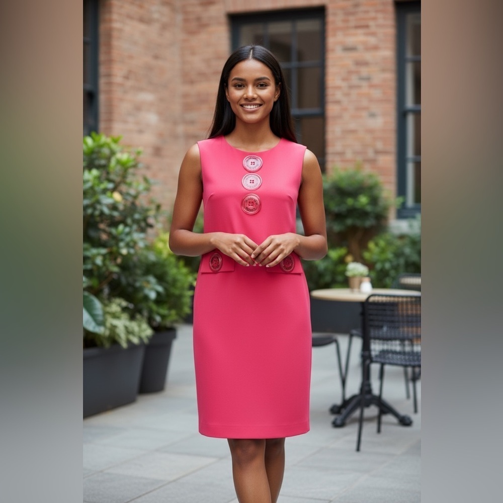 Aeffe Boutique Bright Pink Sleeveless Dress Made in Italy – New with Tags Sz40